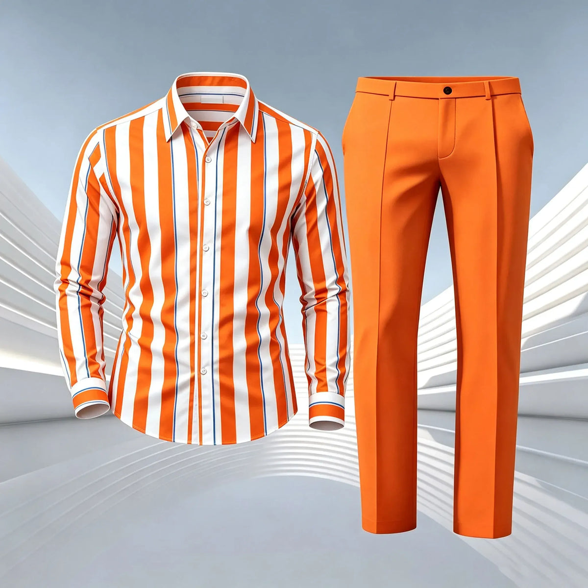 Men's Printed Long-Sleeve Shirt and Pants Set
