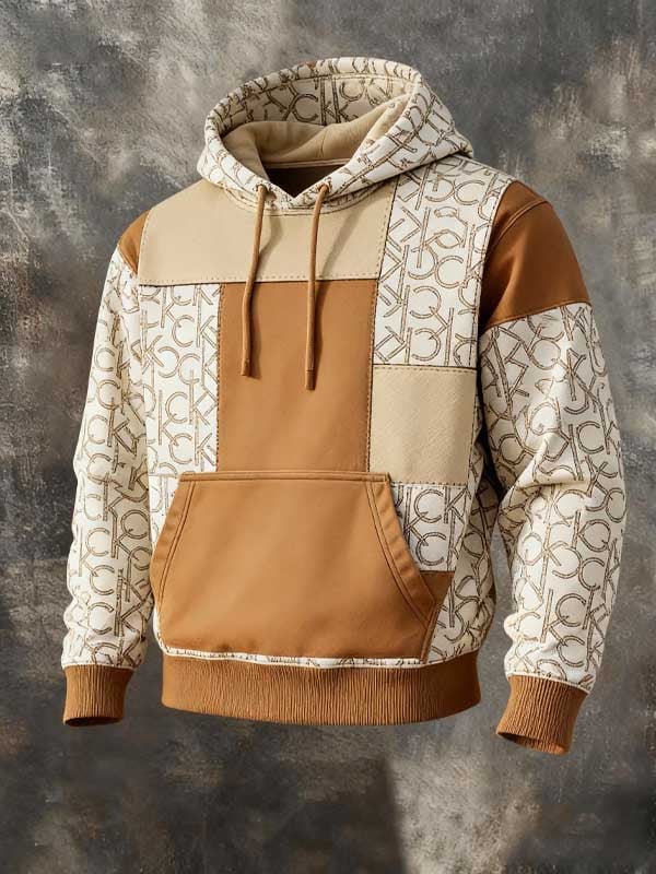 Retro Western Patchwork Brand Print Hoodie