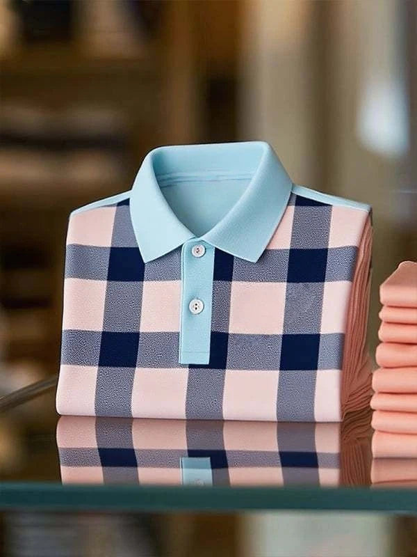Men's Classic Business Logo Button Short Sleeve Polo Shirt