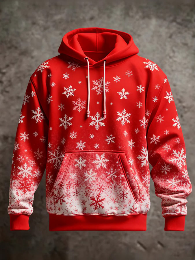Men's Christmas Print Long-Sleeve Hooded Sweatshirt