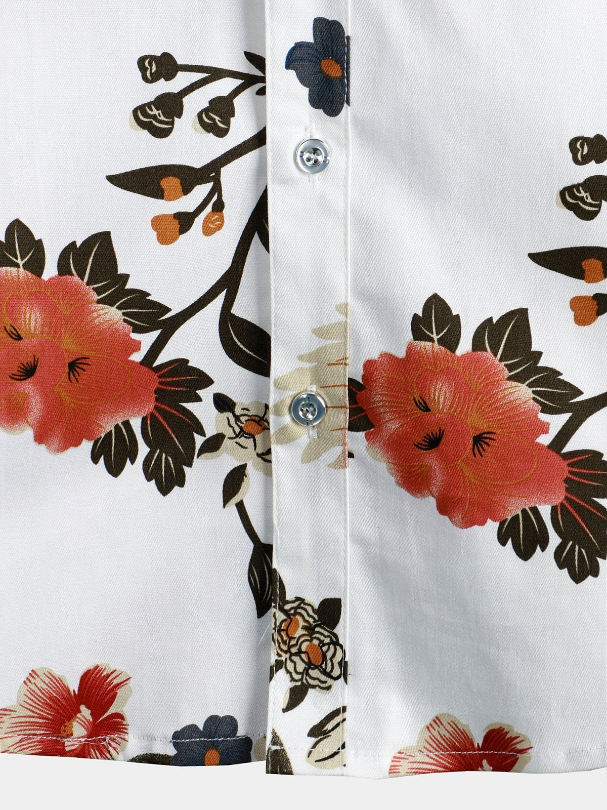Men's Cotton Floral Casual Flower Print Hawaiian Button Up Beach Short Sleeve Shirt