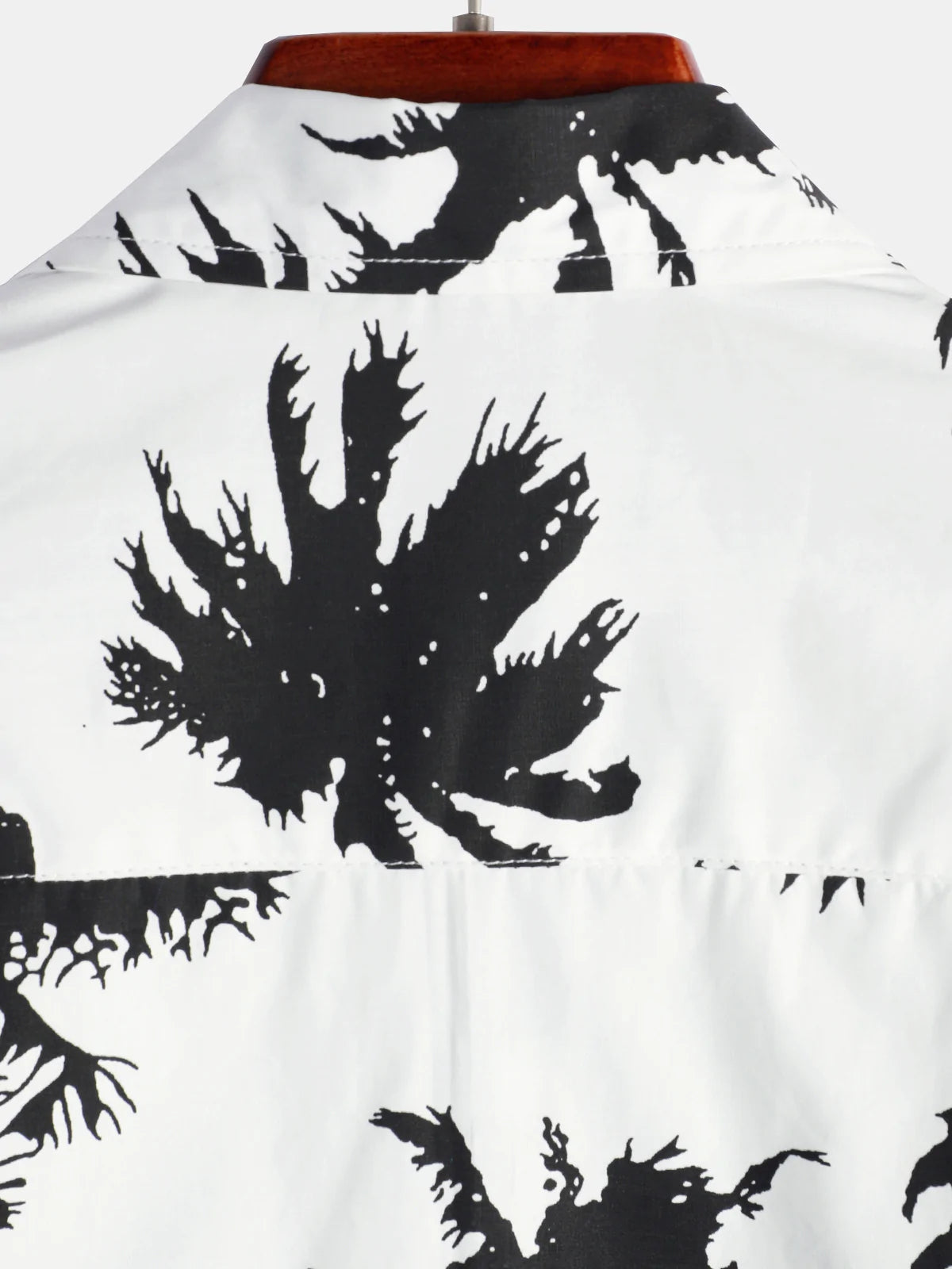 Men's Tropical Palm Tree Print Cotton White Hawaiian Short Sleeve Summer Beach Cruise Camp Shirt