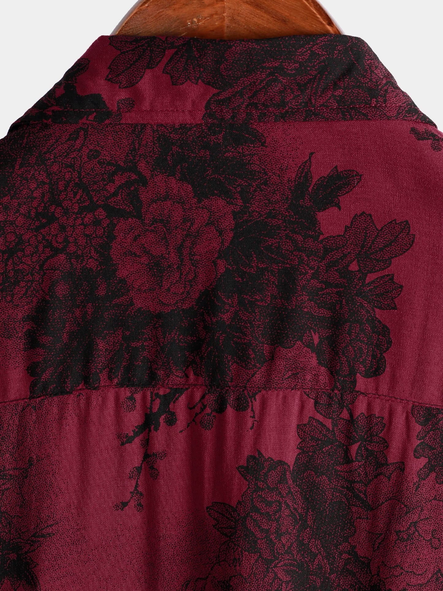 Men's Red Vintage Floral Summer Holiday Hawaiian Breathable Button Up Short Sleeve Shirt