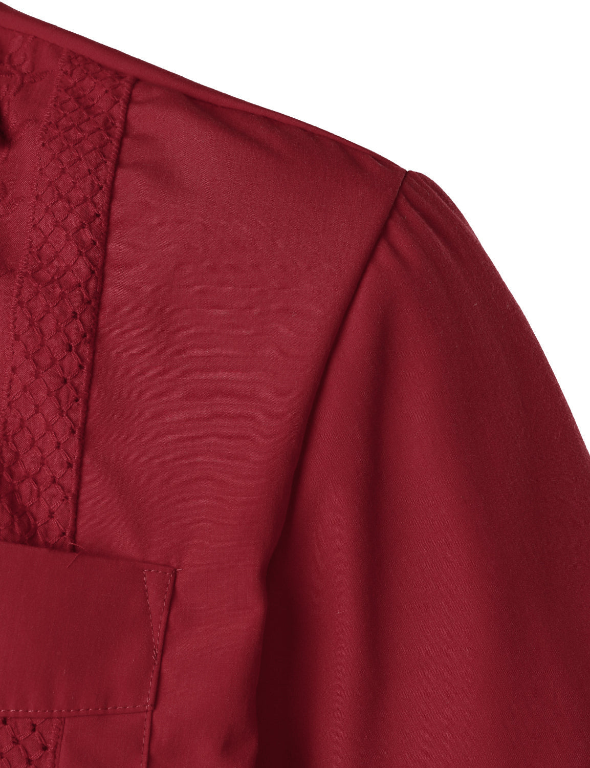 Men's Red Short Sleeve Pocket Cuban Guayabera Shirt