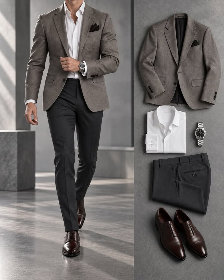 Men's Slim Fit Blazer, Shirts & Pants 3 Piece Set