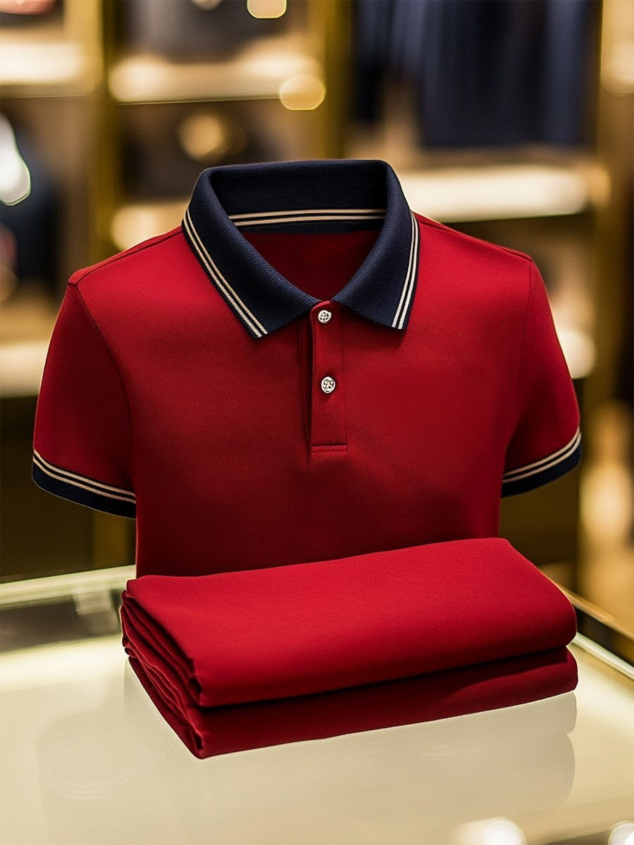 Men's Business Casual Button Short Sleeve Polo Shirt