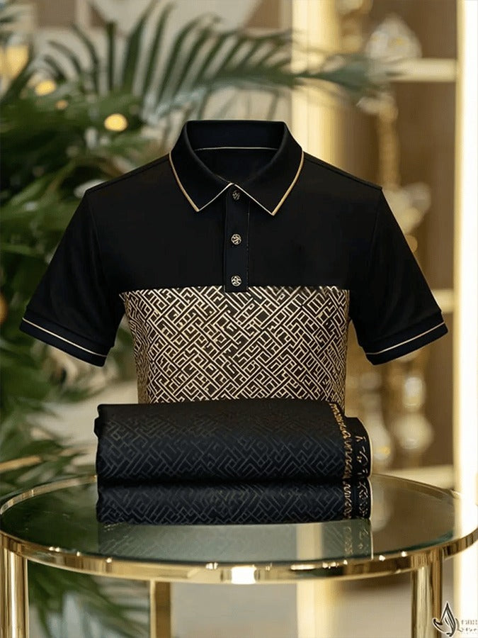 Men's Retro Business Design Printed Casual POLO Shirt