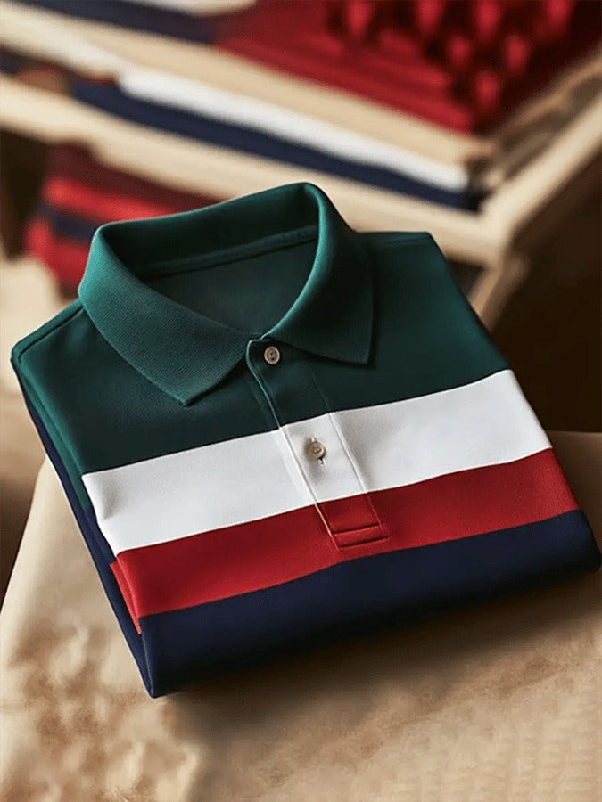 Men's Retro Business Design Printed Casual POLO Shirt