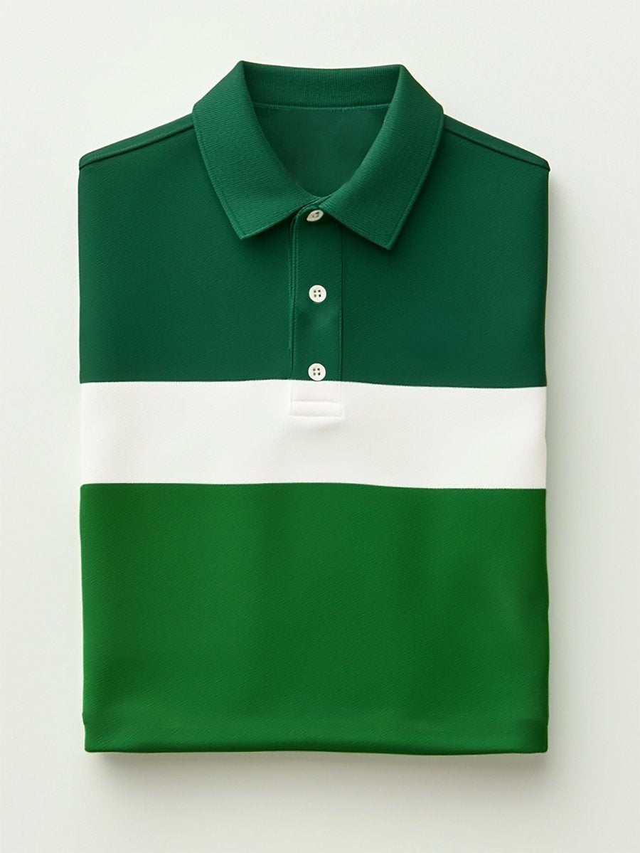 Men's Business Casual Button Short Sleeve Polo Shirt