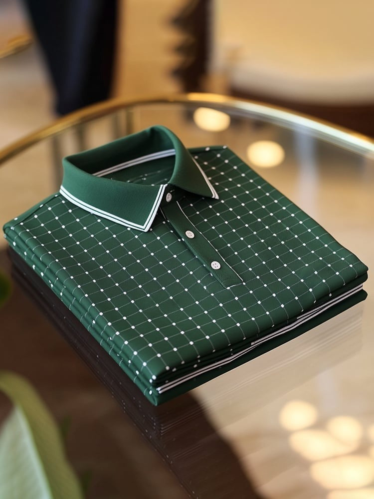 Men's Classic Business Logo Button Short Sleeve Polo Shirt