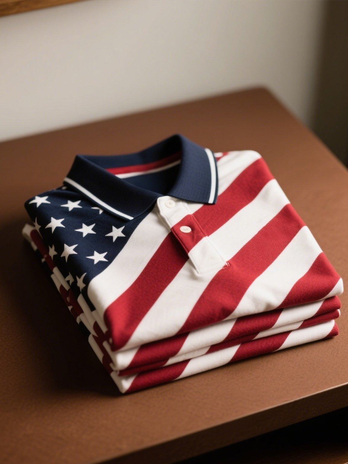 Men's Business Flag Casual Button Short Sleeve Polo Shirt