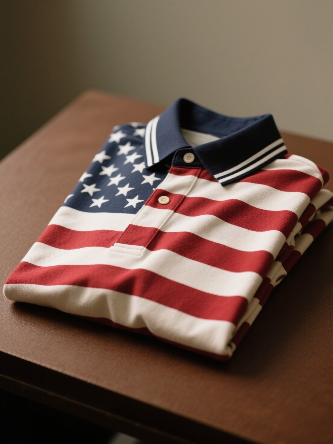 Men's Business Flag Casual Button Short Sleeve Polo Shirt