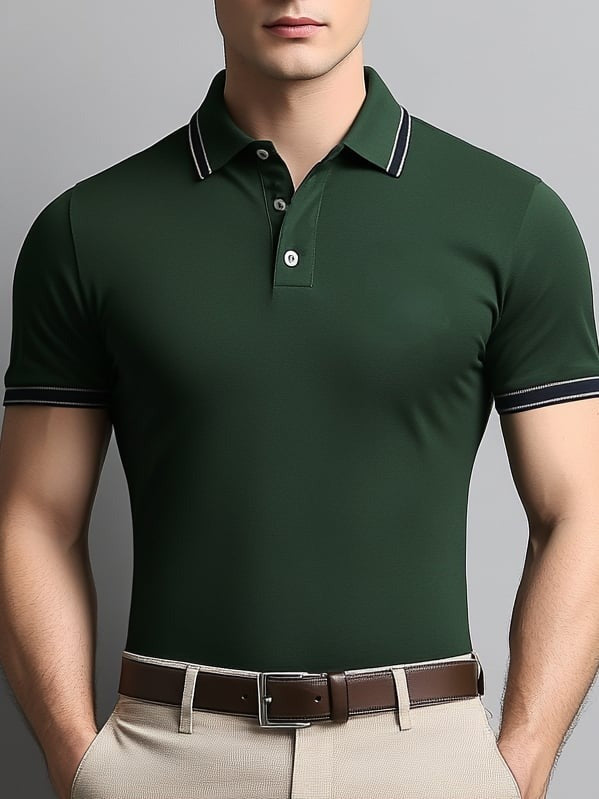 Men's Business Casual Button Short Sleeve Polo Shirt