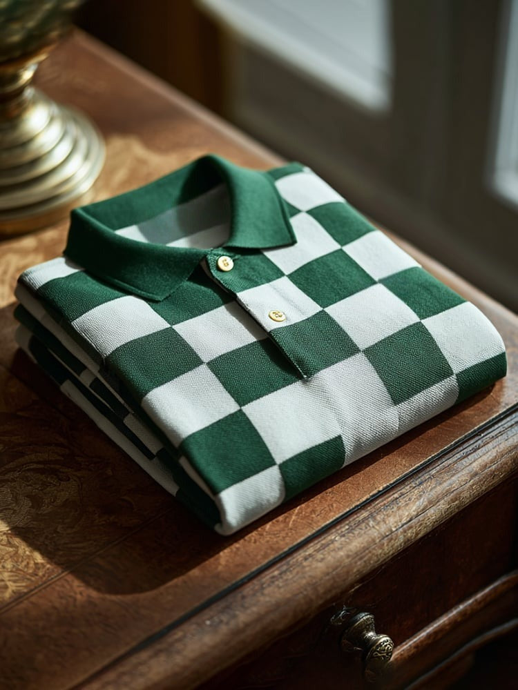 Men's Classic Business Logo Button Short Sleeve Polo Shirt