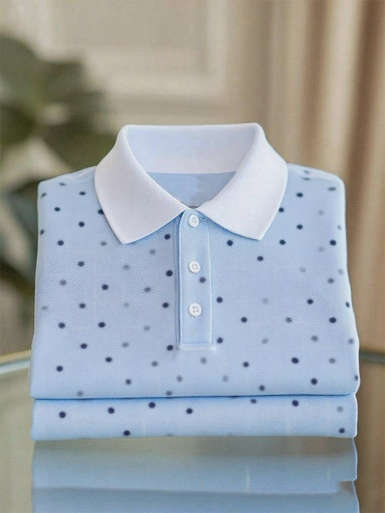 Men's Business Casual Logo Button Short Sleeve Polo Shirt