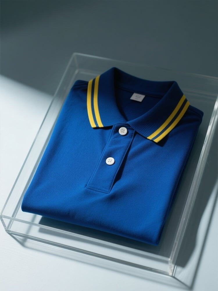 Men's Business Casual Logo Button Short Sleeve Polo Shirt