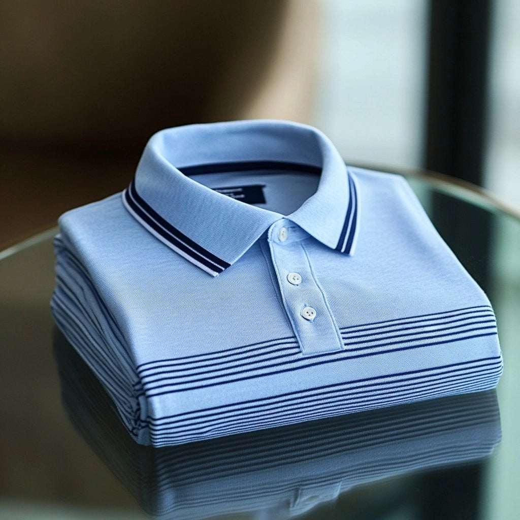 Men's Business Casual Embroidered Button Short Sleeve Polo Shirt