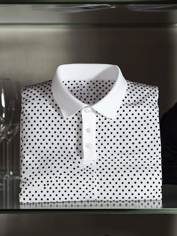 Men's Classic Business Logo Button Short Sleeve Polo Shirt