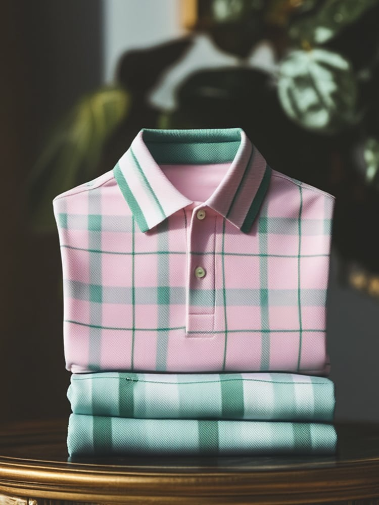 Men's Classic Business Logo Button Short Sleeve Polo Shirt