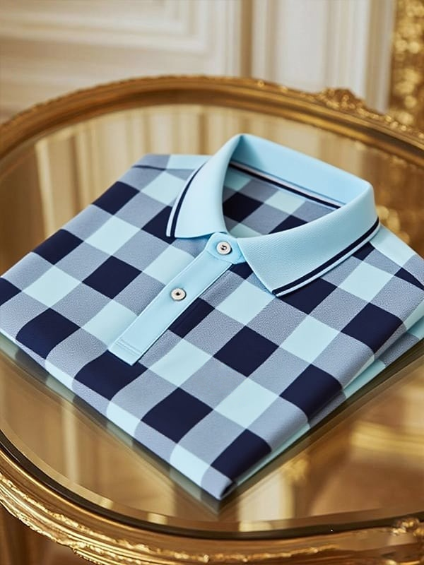 Men's Classic Business Logo Button Short Sleeve Polo Shirt