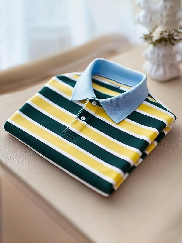 Men's Classic Business Logo Button Short Sleeve Polo Shirt