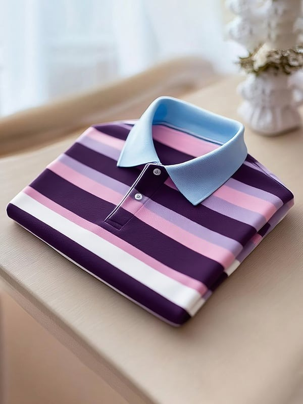 Men's Classic Business Logo Button Short Sleeve Polo Shirt