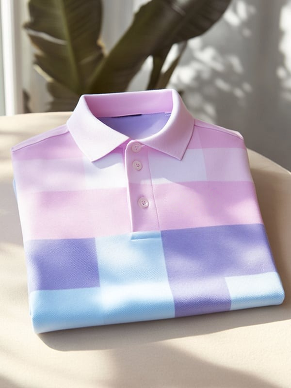 Men's Classic Business Logo Button Short Sleeve Polo Shirt