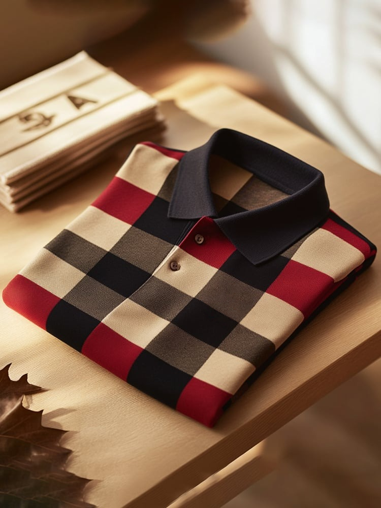 Men's Classic Business Logo Button Short Sleeve Polo Shirt