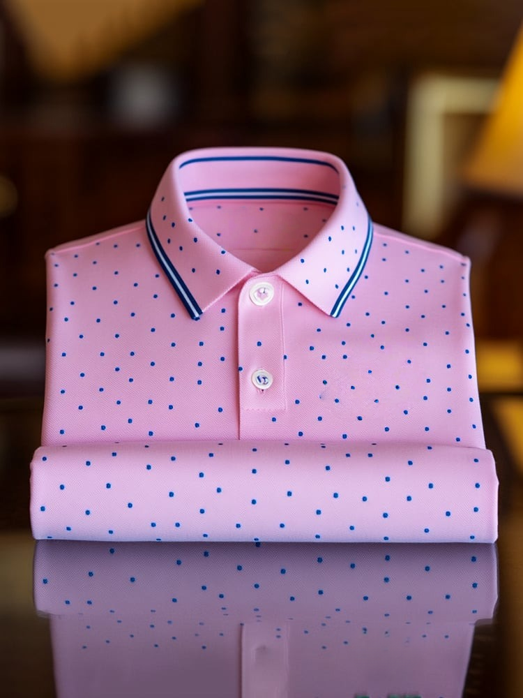 Men's Classic Business Logo Button Short Sleeve Polo Shirt
