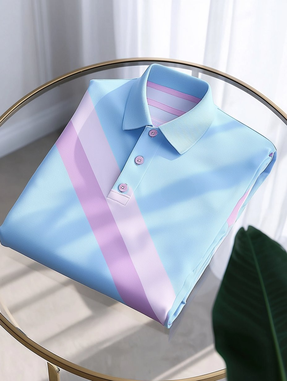 Men's Business Casual Embroidered Button Short Sleeve Polo Shirt