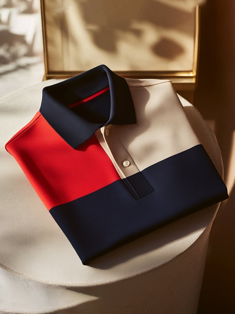 Men's Classic Business Logo Button Short Sleeve Polo Shirt