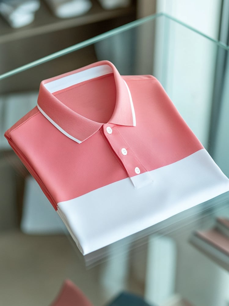 Men's Business Casual Logo Button Short Sleeve Polo Shirt