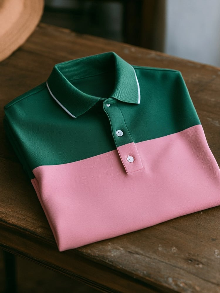 Men's Business Casual Logo Button Short Sleeve Polo Shirt