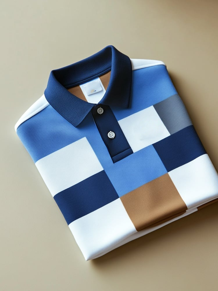 Men's Business Casual Logo Button Short Sleeve Polo Shirt