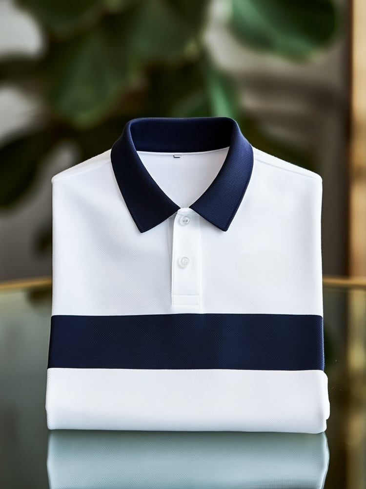 Men's Business Logo Button-Down Short Sleeve Polo Shirt