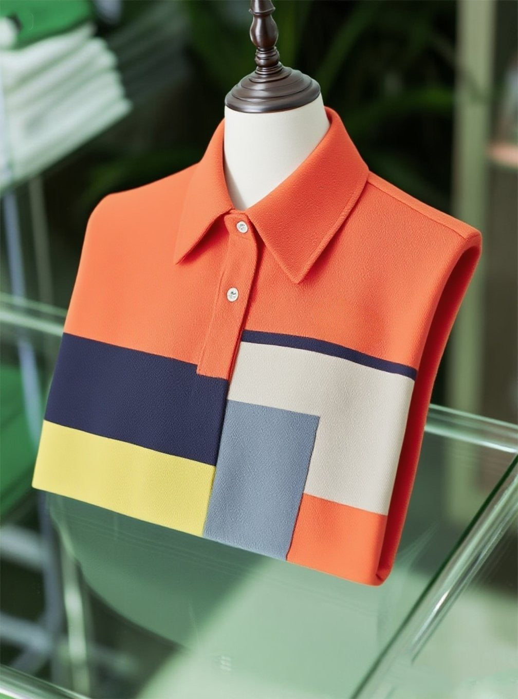Men's Smart Casual Color Block Logo Button Short Sleeve Polo Shirt