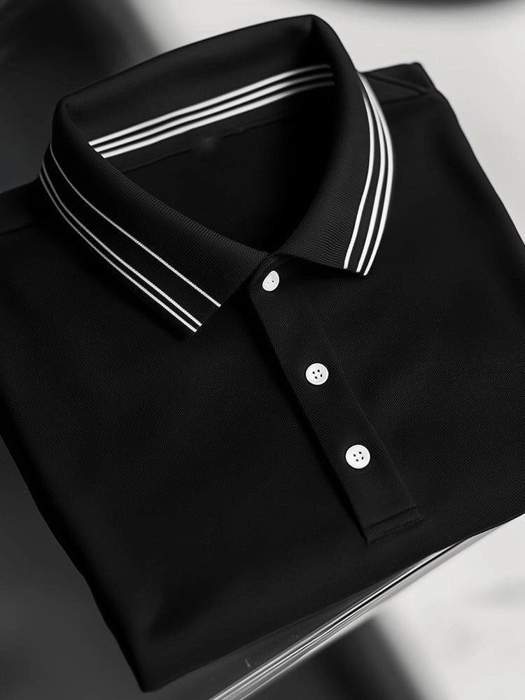 Men's Business Casual Logo Button Short Sleeve Polo Shirt