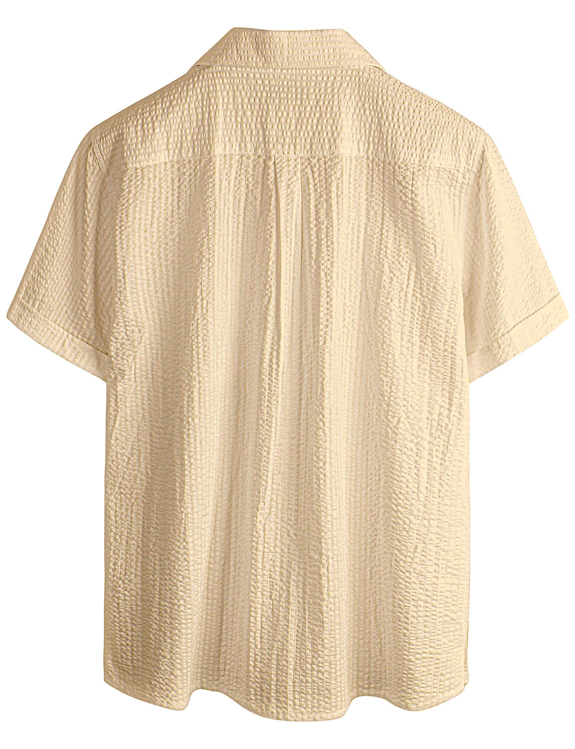 Men's Cotton Pocket Casual Solid Color Beach Summer Button Up Short Sleeve Shirt