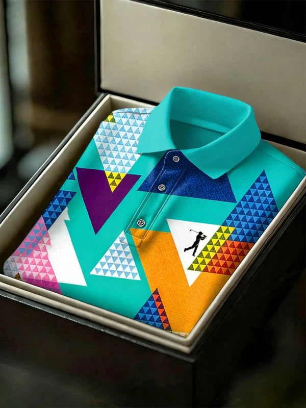 Men's Geometric Golf Sports Short Sleeve Polo Shirts