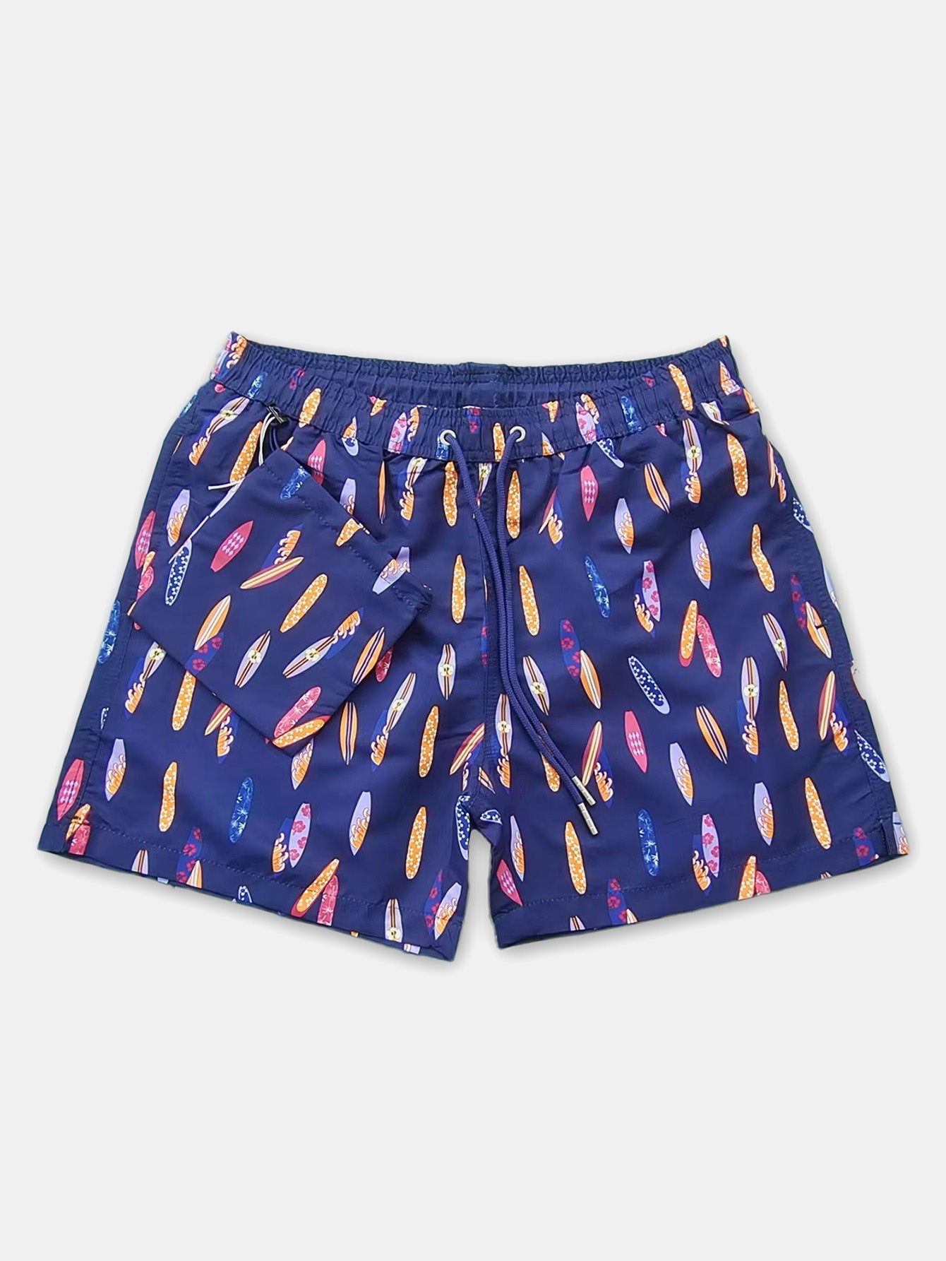 Stowable Surfboard Print Swim Shorts