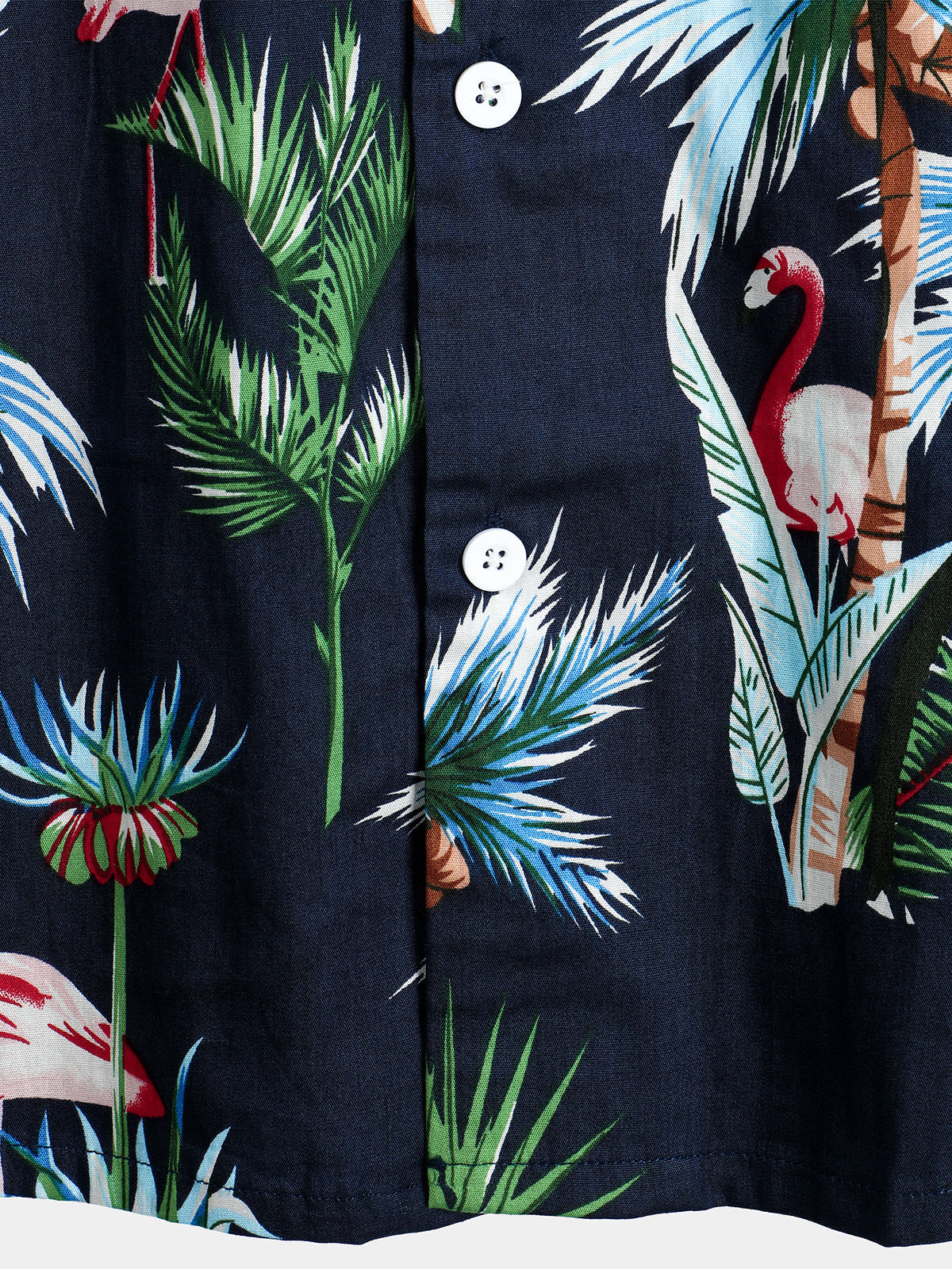 Men's Flamingo Print Cotton Hawaiian Short Sleeve Shirt