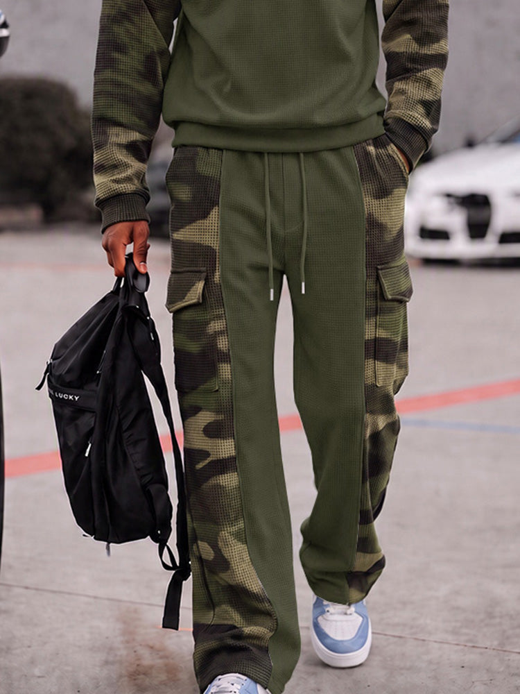 Street Style Camo Panel Waffle Sports Set