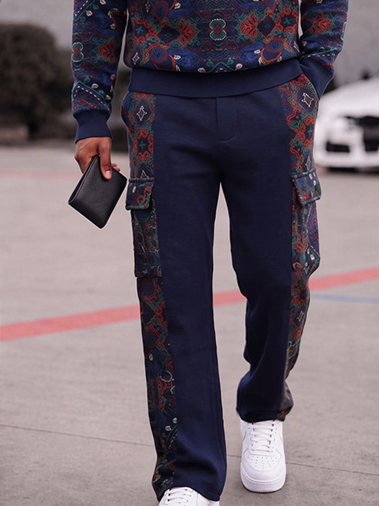 Athleisure Paisley Print Sweatshirt and Cargo Pants Set