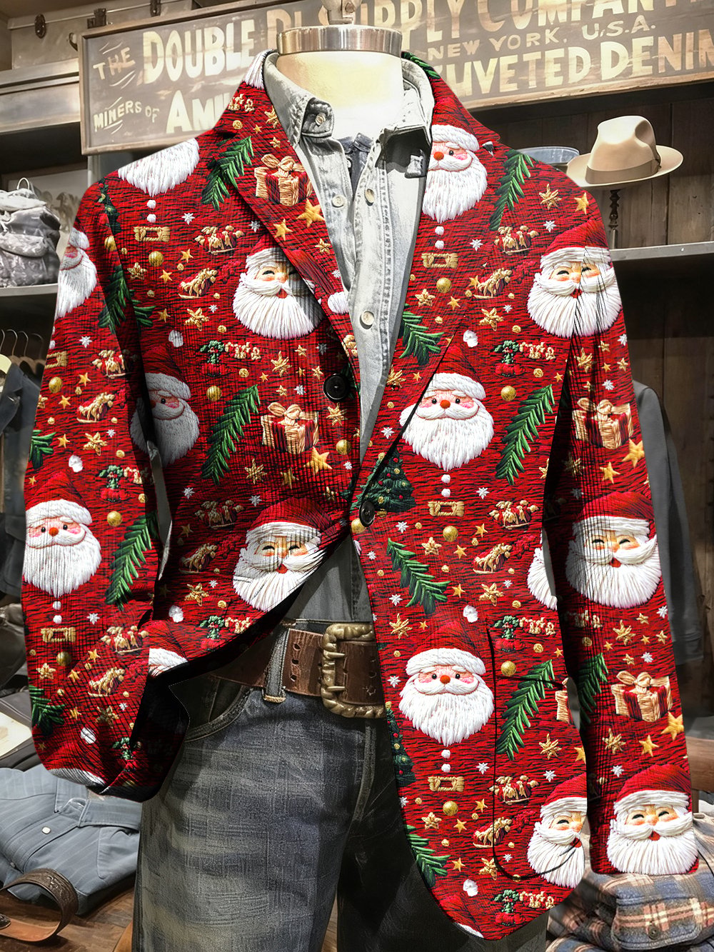 Men's Retro Casual Christmas Party Corduroy Suit Jacket