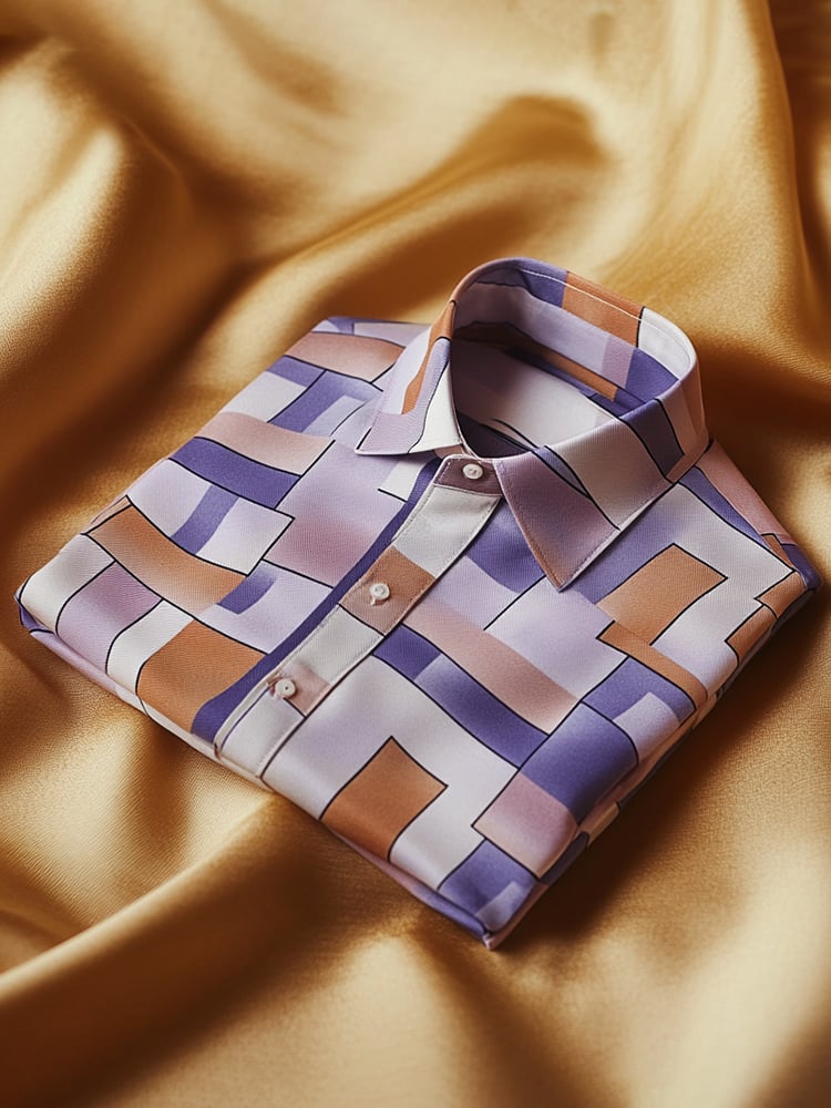 Men's Satin Luxe Print Short Sleeve Button Shirt