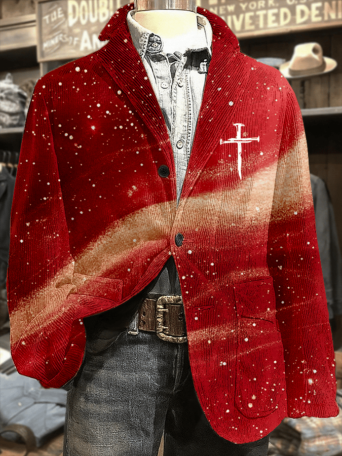 Men's Christmas-themed Corduroy Casual Jacket