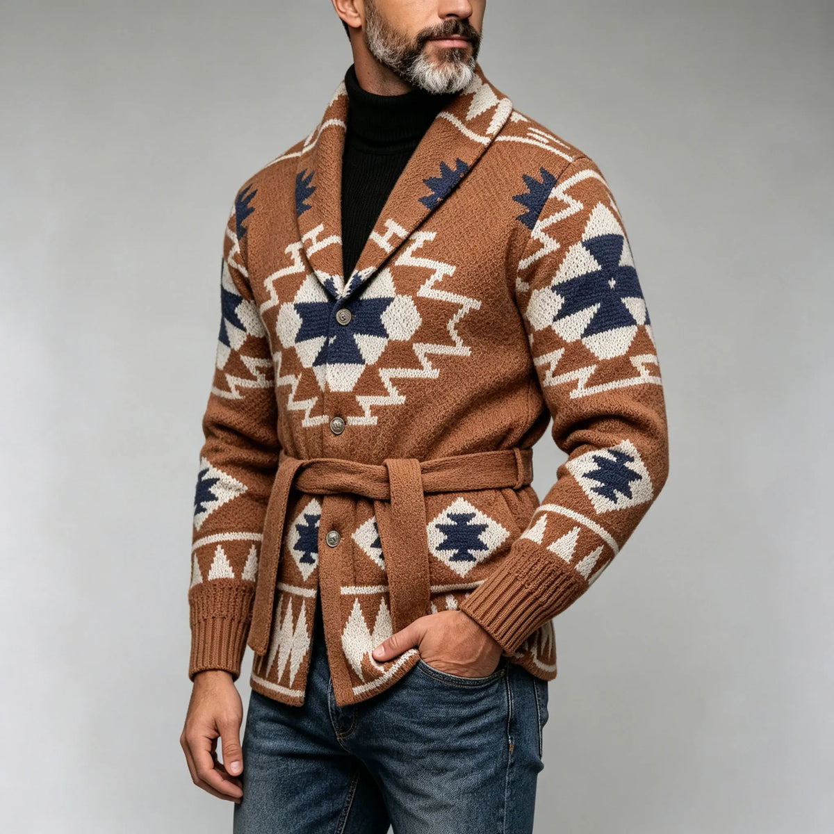 Men's Heavyweight Jacquard Thick Sweater
