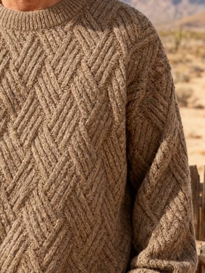 Men's Vintage Cable Knit Solid Color Sweater