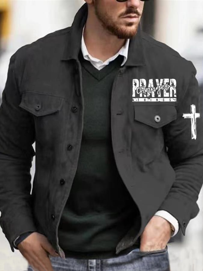 Men's Prayer Changes Things Print Casual Jacket