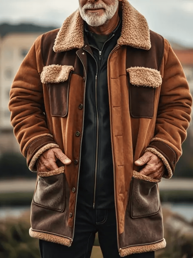 Men's Vintage Wool Pocket Outdoor Long Jacket